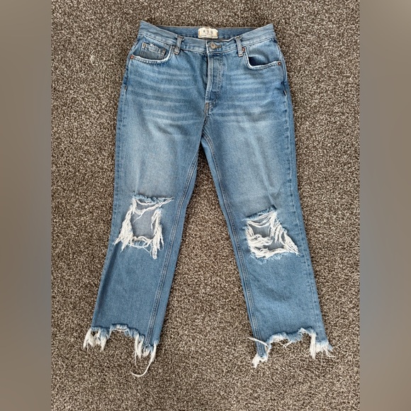 We The Free FREE PEOPLE Wide Leg Frayed Maggie Jeans - Picture 2 of 5